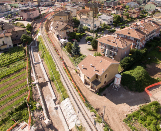 Video riprese aeree con drone per spot CARRON Interramento ferrovia Trento Malè a Lavis 2018 4