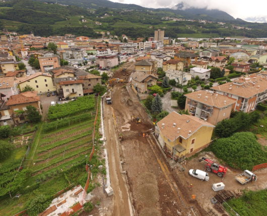 Video riprese aeree con drone per spot CARRON Interramento ferrovia Trento Malè a Lavis 2018 2