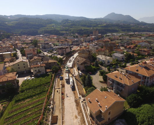 Video riprese aeree con drone per spot CARRON Interramento ferrovia Trento Malè a Lavis 2018